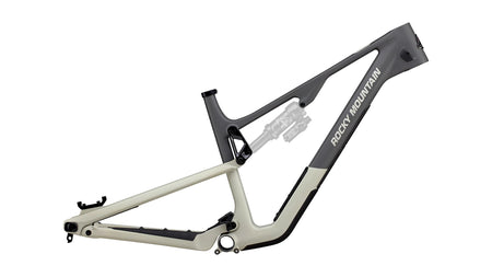 Bicycle frame with 'Rocky Mountain' branding on a white background